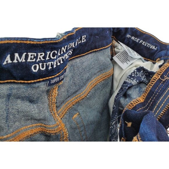 American Eagle XS Denim High-Rise Festival Distressed Frayed Cut-off Jean Shorts - Picture 7 of 9